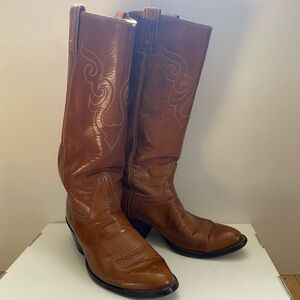 Tony Lama Tan Leather Heeled Boots